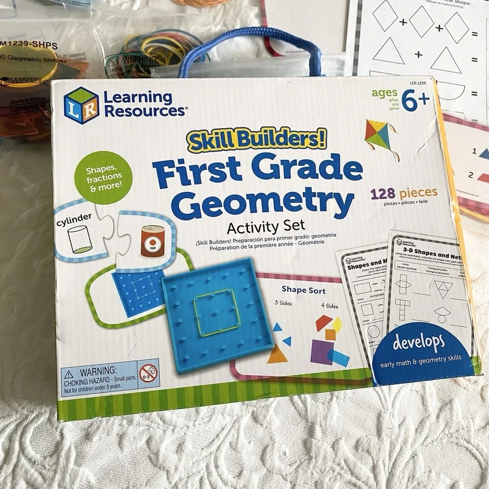 Skill Builders 128-Piece Learning Set Geometry Math 1st Graders Ages 6+ Shapes - Picture 2 of 10